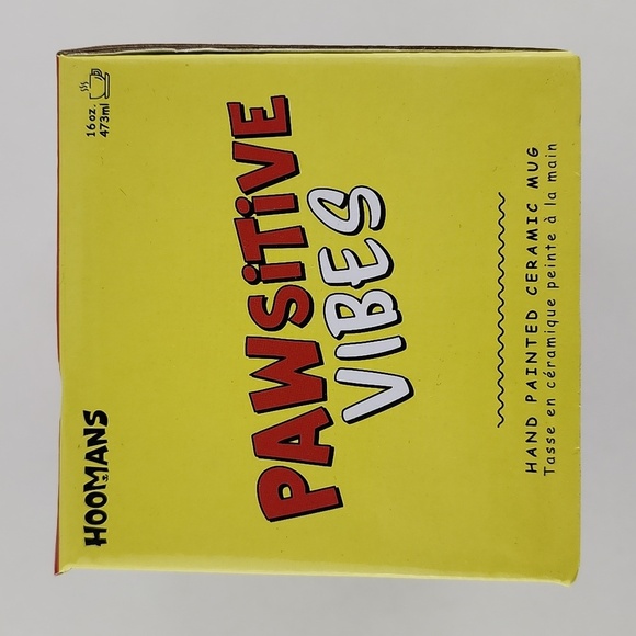 Hoomans Pawsitive Vibes Totally Mutts About You Coffee Tea Mug Red Yellow 16oz - Picture 6 of 9